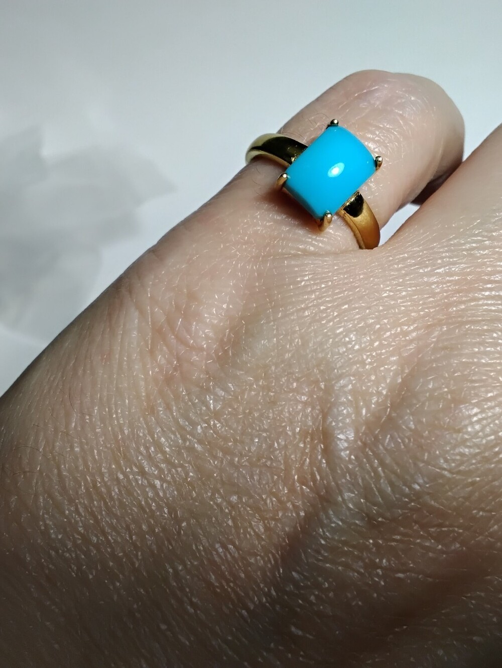 18k Over 925 Silver MCGI JTV Sleeping Beauty Turquoise Ring Sz 6-3/4 - Picture 5 of 6